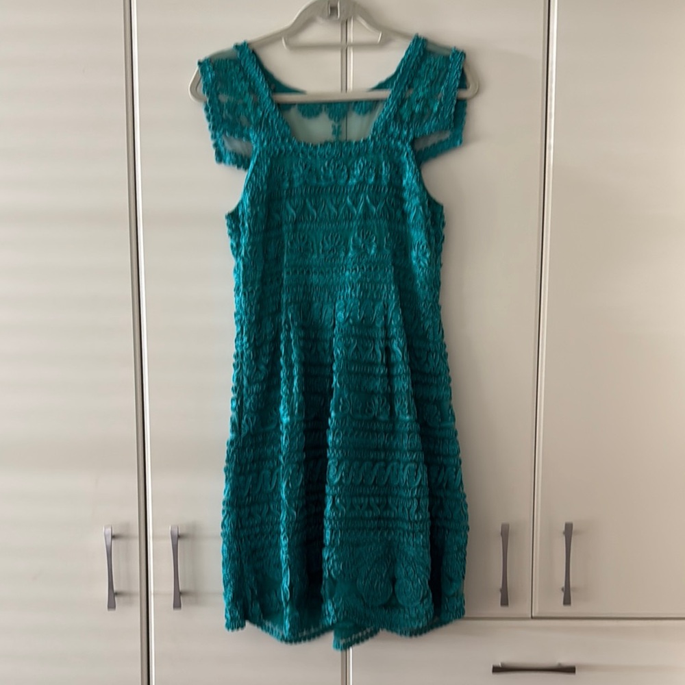 Yoana Baraschi Teal battenberg Lace Dress